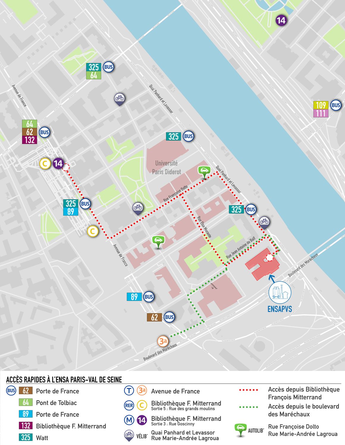 Plan d'accès à l'ENSA-Paris Val de Seine